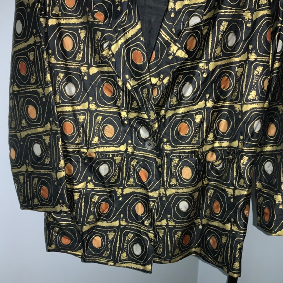 Orano Thai silk jacket single button blazer Sz 8 tuxedo collar - Picture 3 of 6